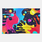 ネオンカラフル絵を描(ばちゃばちゃ)跳ねるアート キッチンタオル (横)