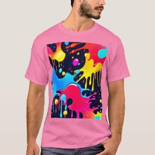 ネオンカラフル絵を描(ばちゃばちゃ)跳ねるアート Tシャツ