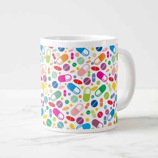 ネオンカラフル薬のパターン ジャンボコーヒーマグカップ (正面右)