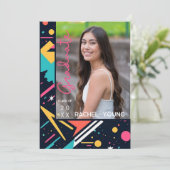 ネオンカラフル80年代レトロ卒業発表 招待状 (スタンド正面)