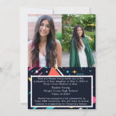 ネオンカラフル80年代レトロ卒業発表 招待状 (裏面)