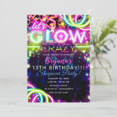 ネオンカラーが輝く誕生日パーティー Let's GLOW Crazy 招待状 (スタンド正面)