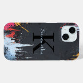ネオンカラーとカスタムネームの抽象的なデザイン Case-Mate iPhoneケース (裏面 (横))