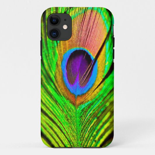 ネオンカラーのクジャクの羽 Case-Mate iPhoneケース (裏面)