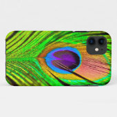 ネオンカラーのクジャクの羽 Case-Mate iPhoneケース (裏面(横))
