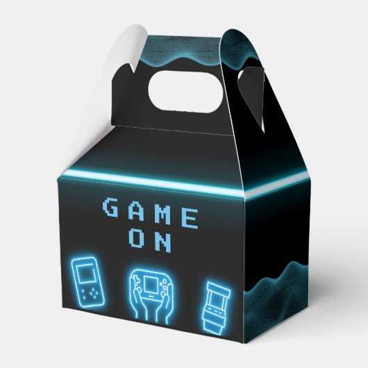ネオンカラーのビデオゲームの誕生日お祝い(何歳でも) フェイバーボックス (正面サイド)