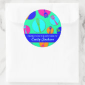 ネオンカラーのレトロな器具のカスタムラベル ラウンドシール (バッグ)