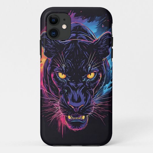 ネオンカラーの攻撃的なパンサーアート Case-Mate iPhoneケース (裏面)