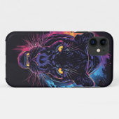 ネオンカラーの攻撃的なパンサーアート Case-Mate iPhoneケース (裏面(横))