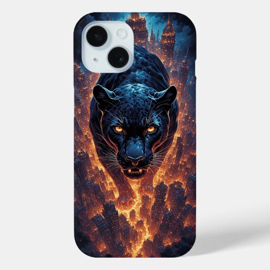 ネオンカラーの攻撃的なパンサーアート Case-Mate iPhoneケース (裏面)