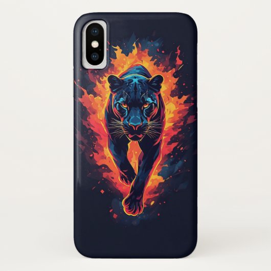 ネオンカラーの攻撃的なパンサーアート Case-Mate iPhoneケース (裏面)