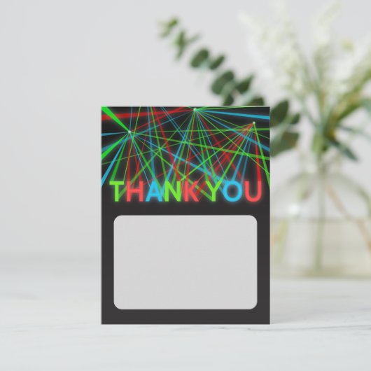 ネオンカラーの文字の感謝を伝えるカード 招待状 (スタンド正面)
