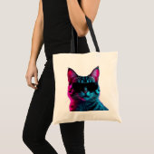 ネオンカラーの猫にサングラスの美学 バジェット トートバッグ (正面(商品))