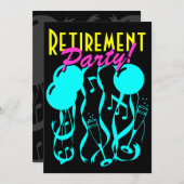 ネオンカラーの退職パーティー招待状テンプレート 招待状 (正面/裏面)