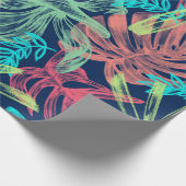 ネオンカラーアクアイエローグリーン熱帯葉 ラッピングペーパー (角)