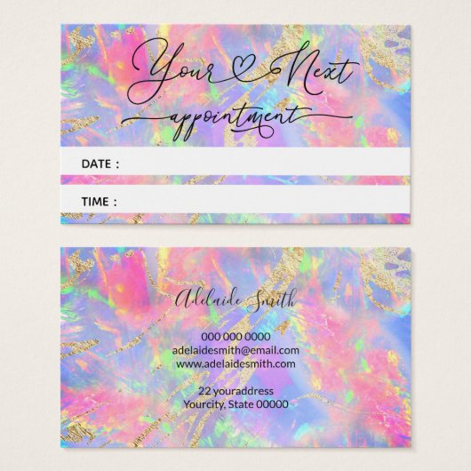 ネオンカラーオパールアポイントメントカード (正面&裏面)