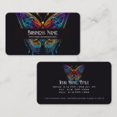 ネオンカラーズかわいらしバタフライブラック 名刺 (正面/裏面)