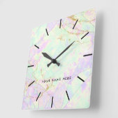 ネオンカラーズジェムストーンオパールのテクスチャ スクエア壁時計 (傾斜)