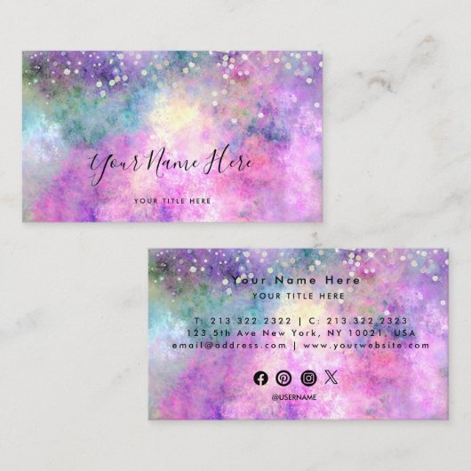 ネオンカラーズジェムストーンOpalテクスチャ名刺 名刺 (正面/裏面)