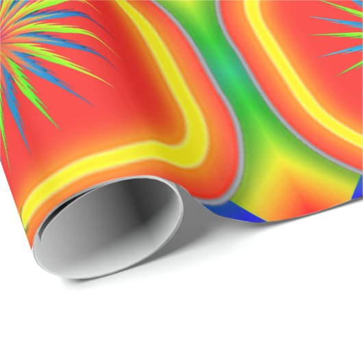 ネオンカラーズダイアモンズスクウェアフラワーズデザイン ラッピングペーパー (ロールコーナー)