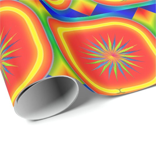 ネオンカラーズダイアモンズスクウェア花デザイン2 ラッピングペーパー (ロールコーナー)