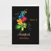 ネオンカラーファンタジー花誕生日 カード (正面)