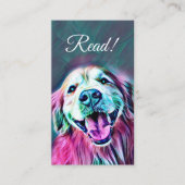 ネオンカラーブックマークに笑顔のゴールデンレトリバー 名刺 (正面)