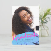 ネオンカラーブラシストローク写真卒業パーティー 招待状 (スタンド正面)