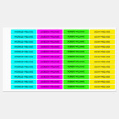 ネオンカラーブルーグリーン明るい赤紫色イエローキッズネーム ラベル (シート)