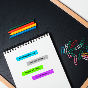 ネオンカラーブルーシルバーグリーンパープルキッズ名 ラベル