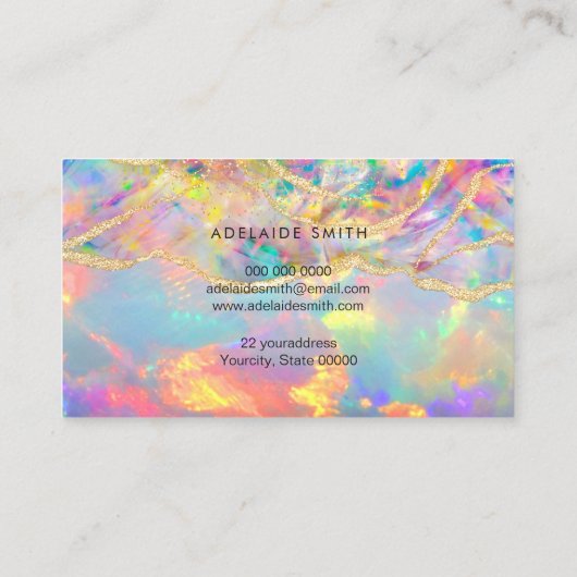 ネオンカラーミネラルオパールのテクスチャ名刺 名刺 (裏面)