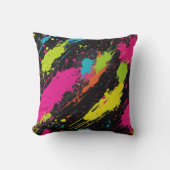 ネオンカラーレトロ絵を描（ばちゃばちゃ）跳ねる クッション (正面)