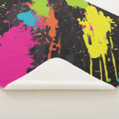 ネオンカラーレトロ絵を描（ばちゃばちゃ）跳ねる シェルパブランケット (3/4)