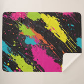 ネオンカラーレトロ絵を描（ばちゃばちゃ）跳ねる シェルパブランケット (正面(横))