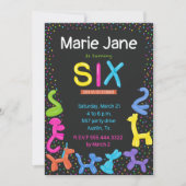 ネオンカラー動物バルーン6th誕生日 招待状 (正面)