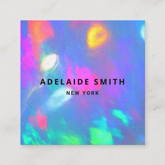 ネオンカラー宝石オパール写真 スクエア名刺 (正面)