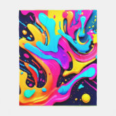 ネオンカラー流体の夢 フリースブランケット (正面)