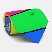 ネオンカラー蛍光ストライプイニシャル ネクタイ (ロール)