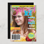 ネオンカラー10代のファッション雑誌写真集Sweet 16 招待状 (正面/裏面)