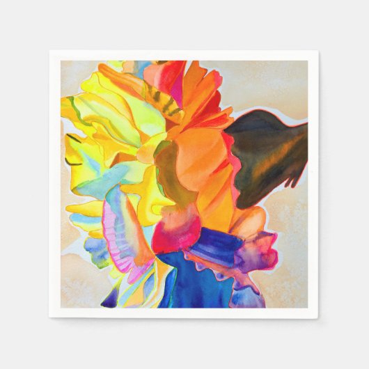 ネオンカーネーション水彩花 スタンダードカクテルナプキン (正面)