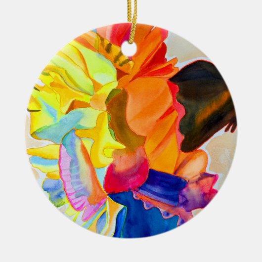 ネオンカーネーション水彩花 セラミックオーナメント (正面)