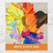 ネオンカーネーション水彩花 ワインラベル (シングルラベル)