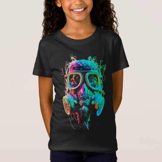 ネオンガス・マスク:ビブラント・カオス・アート Tシャツ (正面)