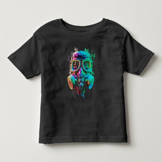 ネオンガス・マスク:鮮やかなカオスアート トドラーTシャツ (正面)
