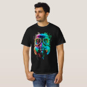 ネオンガス・マスク:鮮やかなカオスアート Tシャツ (正面フル)