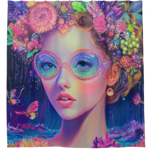 ネオンガーデン女神 シャワーカーテン (正面)