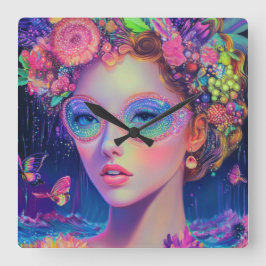 ネオンガーデン女神 スクエア壁時計