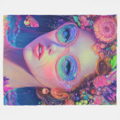 ネオンガーデン女神 フリースブランケット (正面(横))