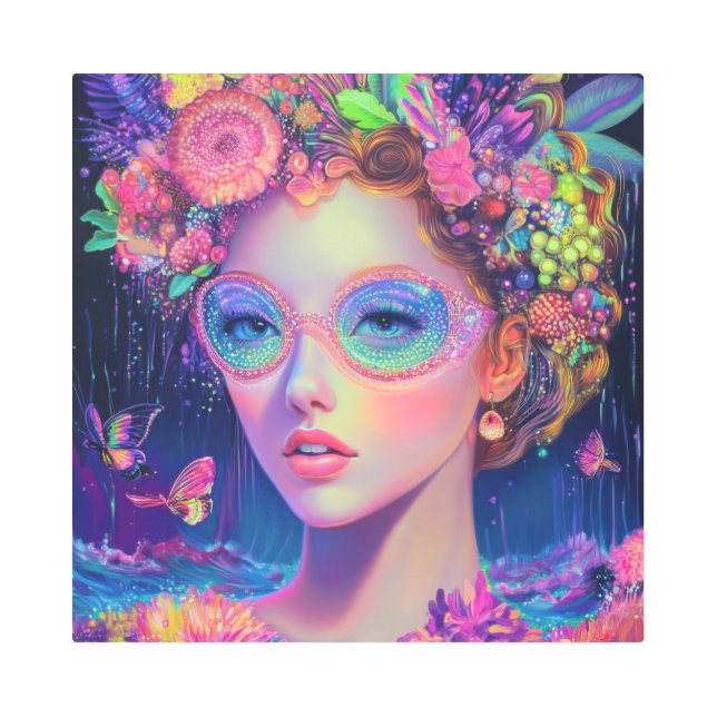 ネオンガーデン女神 メタルプリント (正面)