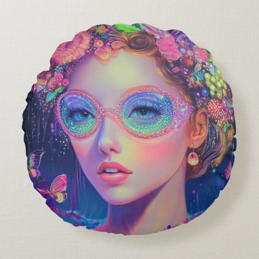 ネオンガーデン女神 ラウンドクッション (正面)